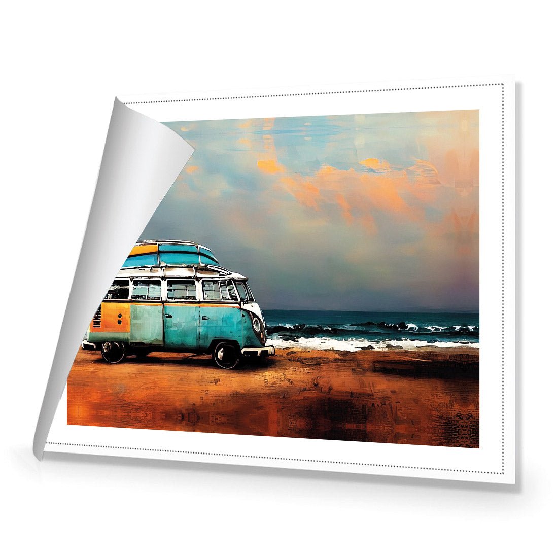 Kombi at the Beach | Classic Canvas | No Frame | Rolled Canvas