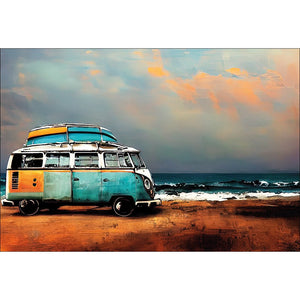 Kombi at the Beach | Classic Canvas | No Frame | Stretched Canvas