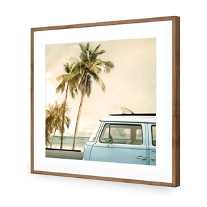 Kombi Vacation | Classic Acrylic | Flat Frame With Border | Natural