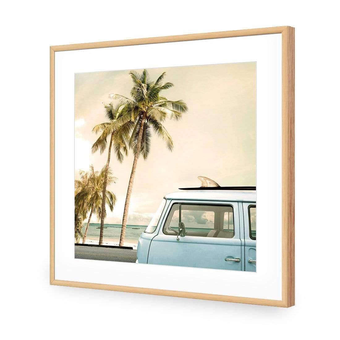 Kombi Vacation | Classic Acrylic | Flat Frame With Border | Oak