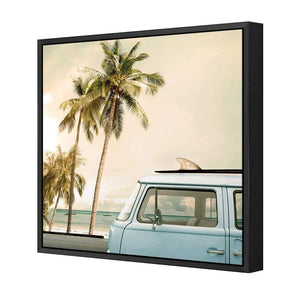 Kombi Vacation | Classic Canvas | Floating Frame | Black