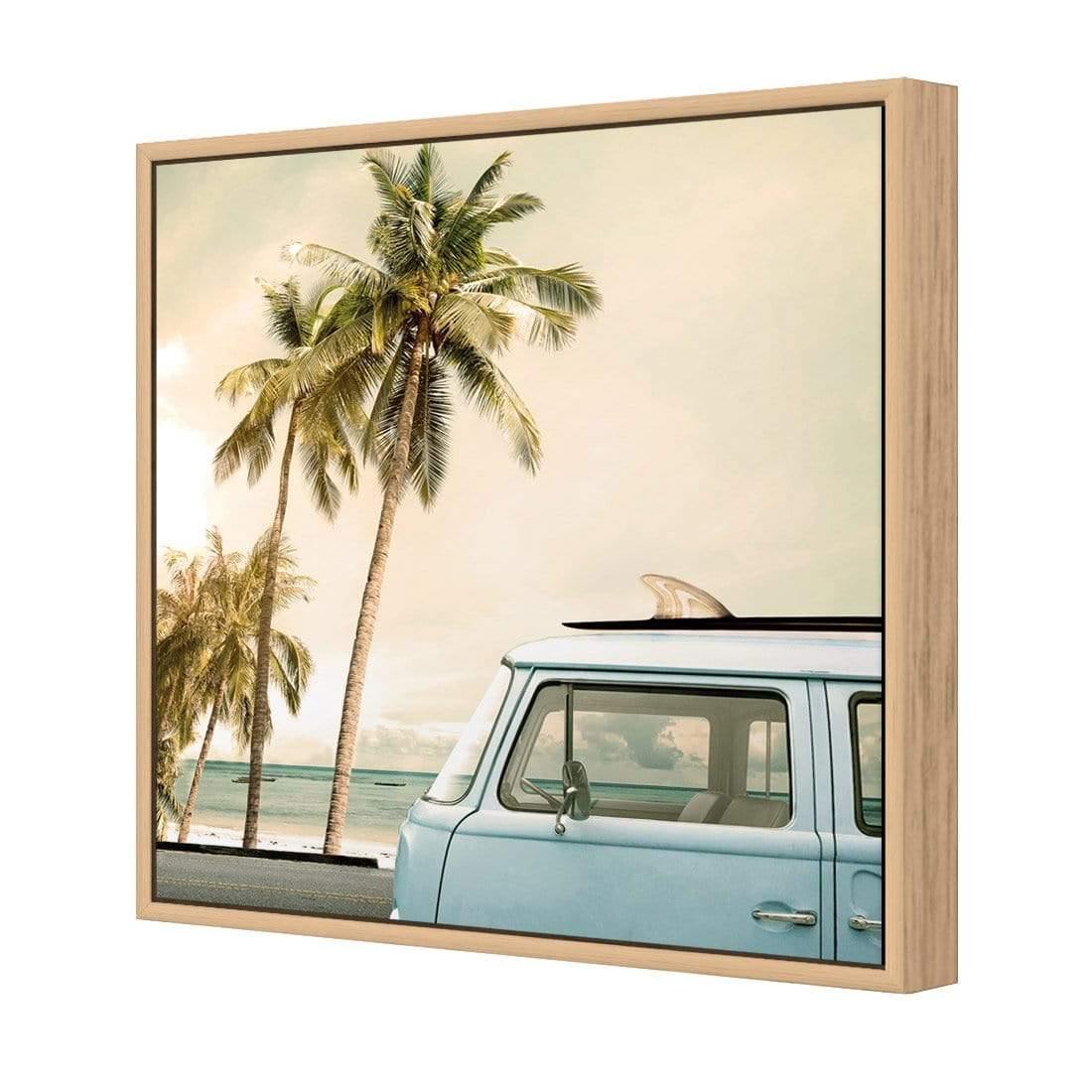 Kombi Vacation | Classic Canvas | Floating Frame | Oak