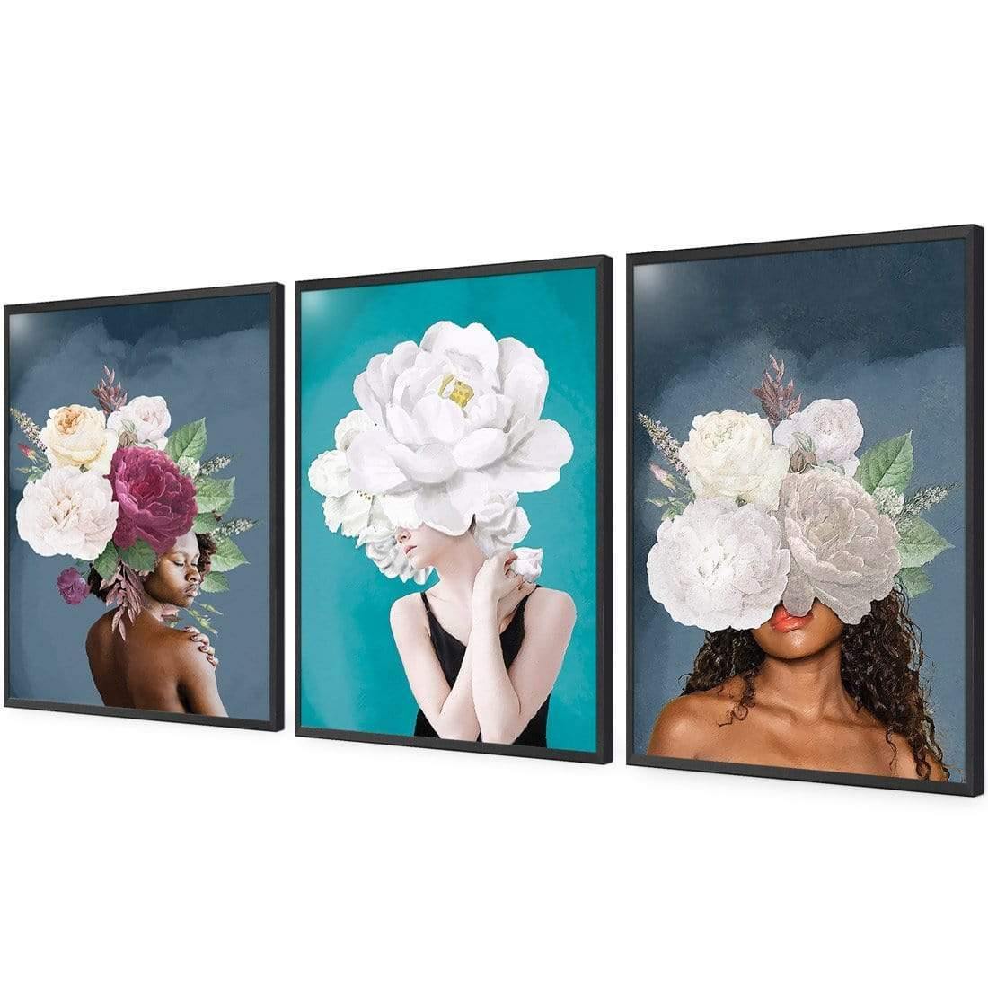 Lady & Flower Trio Art Set - Wall Art Designs - SET3_5039_AR_V WAD_AP - 030 - EDG_59x40_S - 2538 - BLK