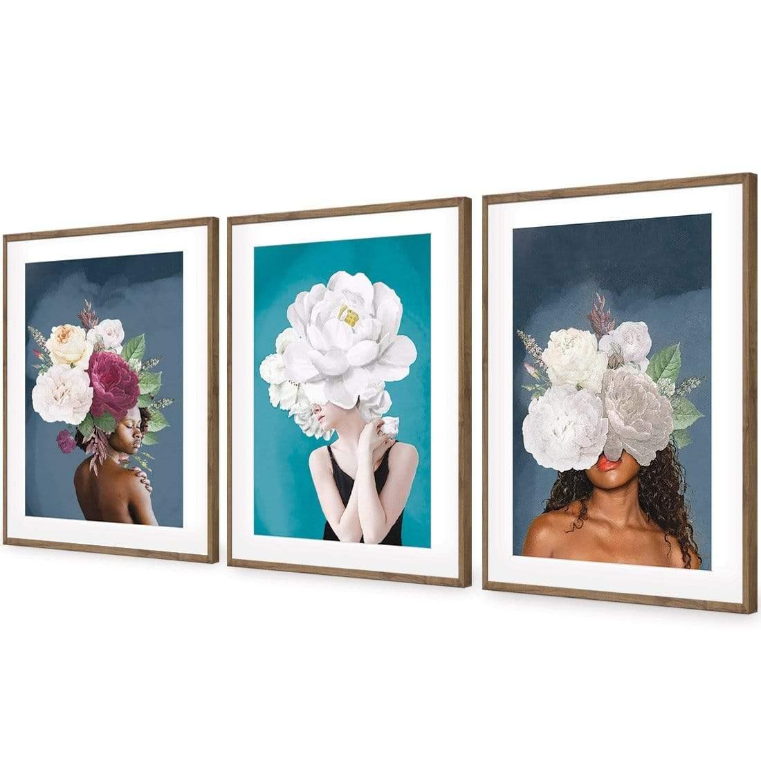 Lady & Flower Trio Art Set - Wall Art Designs - SET3_5039_AR_V WAD_AP - 030 - MAT_59x40_S - 2538 - NAT