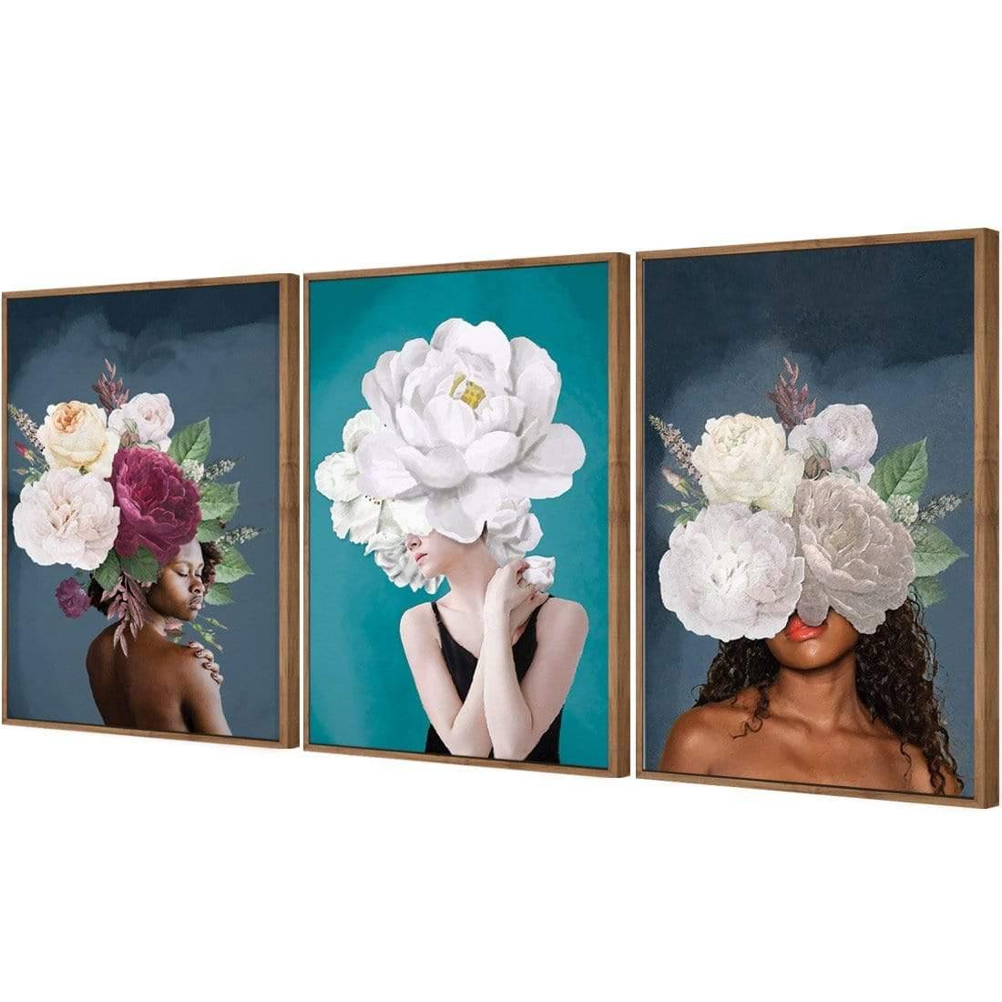 Lady & Flower Trio Art Set - Wall Art Designs - SET3_5039_AR_V WAD_CP - MPC - 320 - M - G - L_59x40_S - 1550 - NAT