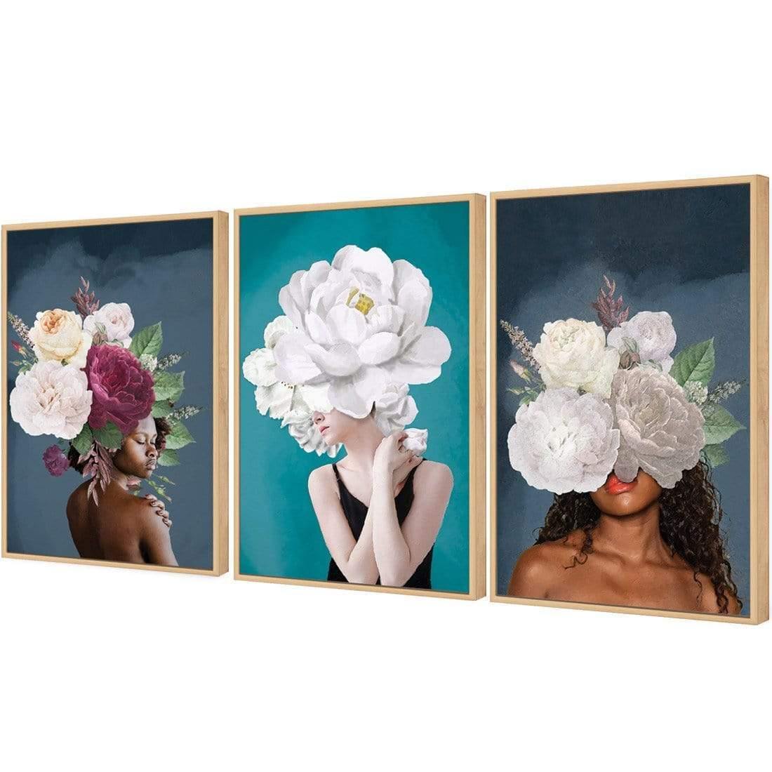 Lady & Flower Trio Art Set - Wall Art Designs - SET3_5039_AR_V WAD_CP - MPC - 320 - M - G - L_59x40_S - 1550 - OAK