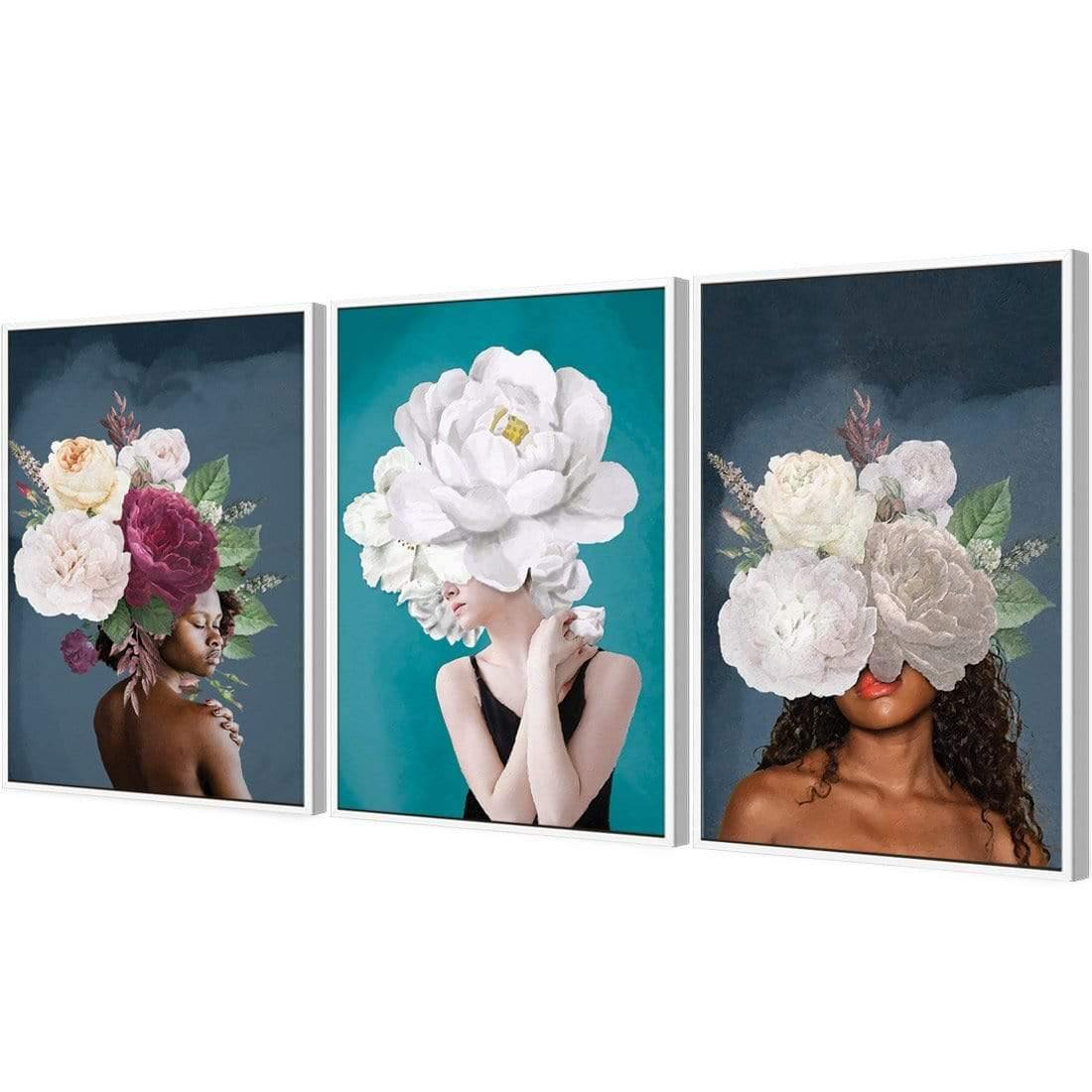 Lady & Flower Trio Art Set - Wall Art Designs - SET3_5039_AR_V WAD_CP - MPC - 320 - M - G - L_59x40_S - 1550 - WHT