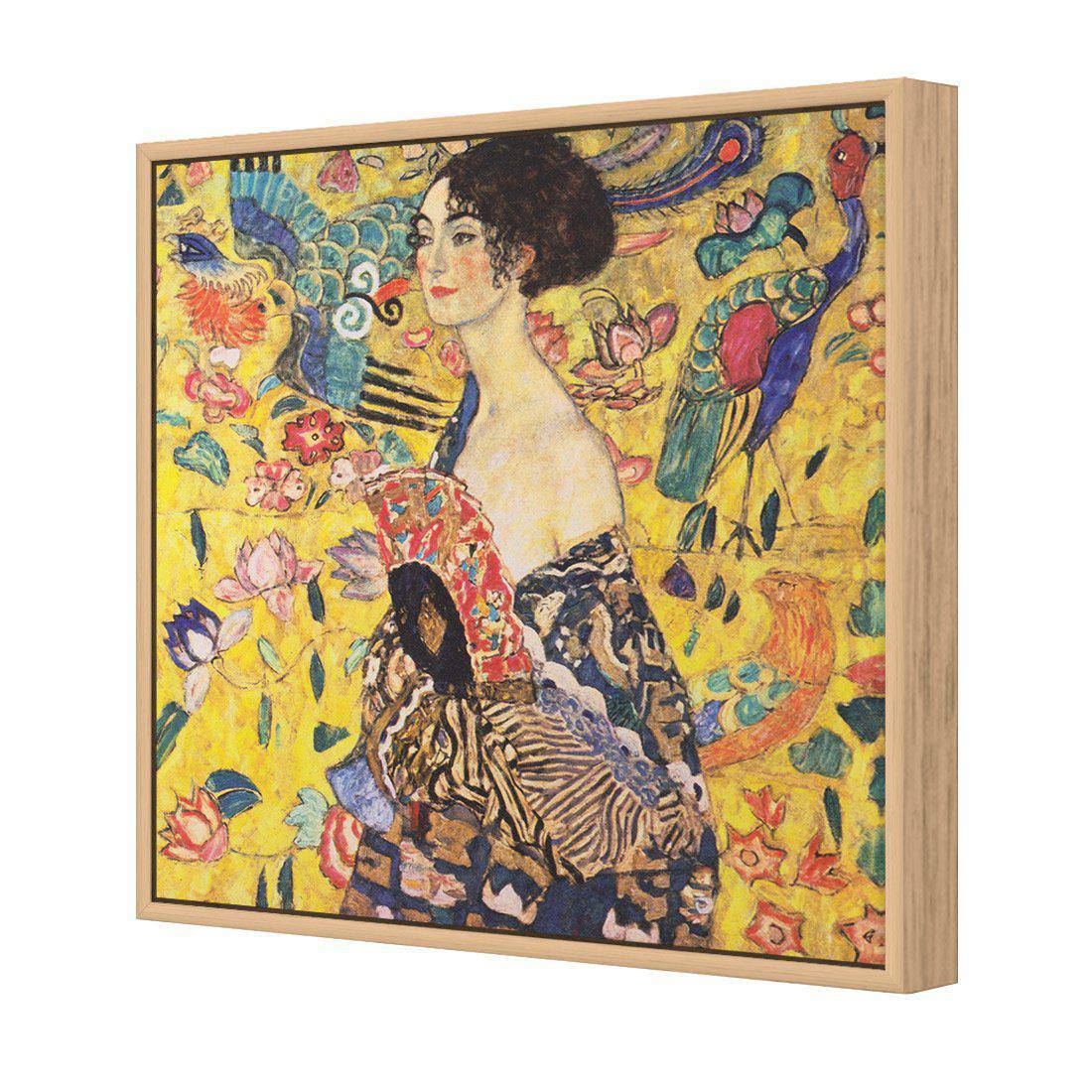 Lady With Fan, Square by Gustav Klimt | Standard Canvas | Floating Frame | Oak