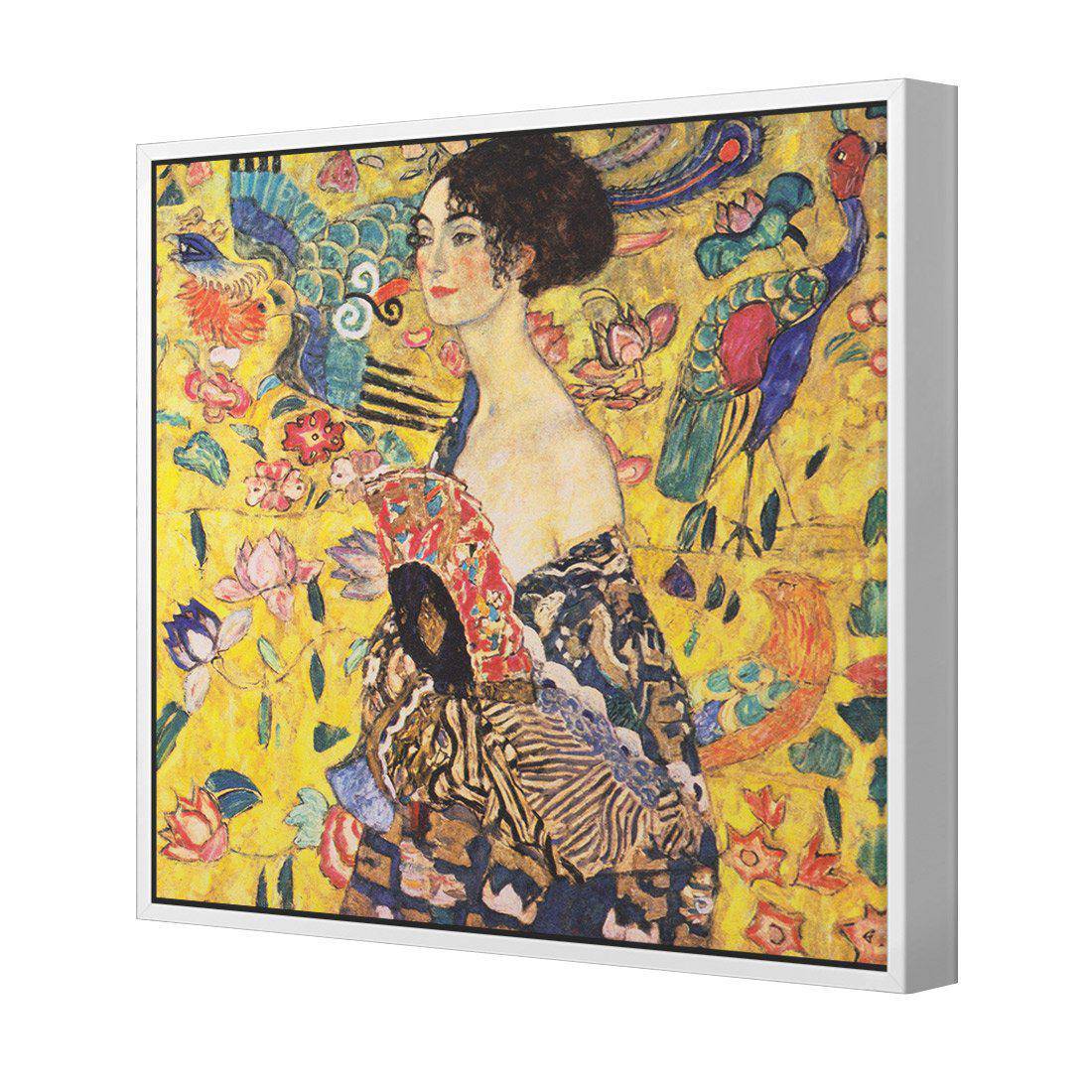 Lady With Fan, Square by Gustav Klimt | Standard Canvas | Floating Frame | White