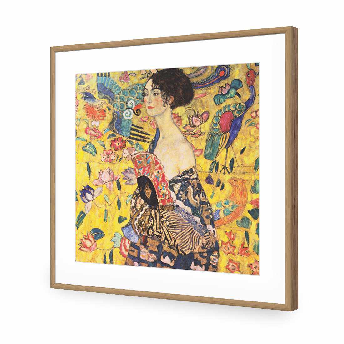 Lady With Fan - Gustav Klimt, Square Acrylic Print Art - Wall Art Designs - 1680_AS_Q WAD_AP - 030 - MAT_37x37_S - 2538 - OAK