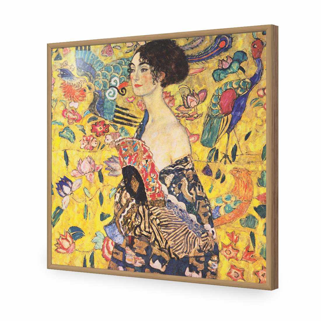 Lady With Fan, Square by Gustav Klimt | Standard Acrylic | Flat Frame No Border | Oak