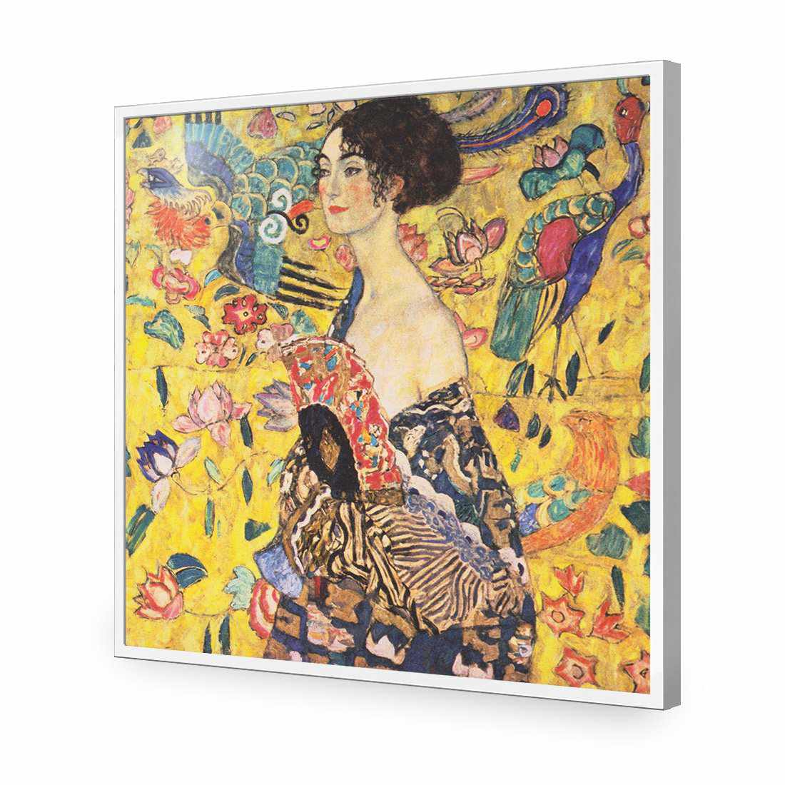 Lady With Fan, Square by Gustav Klimt | Standard Acrylic | Flat Frame No Border | White