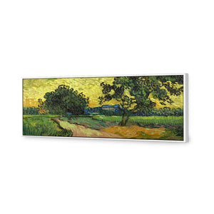 Landscape At Twilight by Van Gogh | Standard Canvas | Floating Frame | White