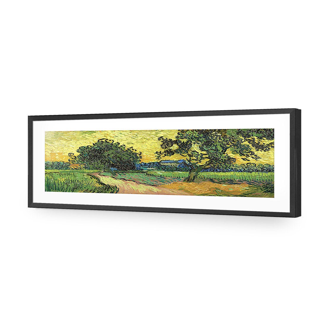 Landscape At Twilight by Van Gogh | Standard Acrylic | Flat Frame With Border | Black