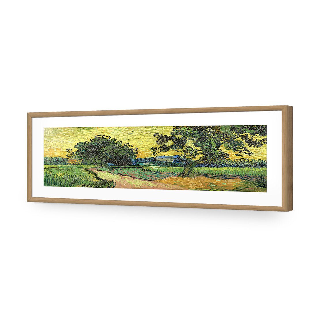 Landscape At Twilight by Van Gogh | Standard Acrylic | Flat Frame With Border | Oak