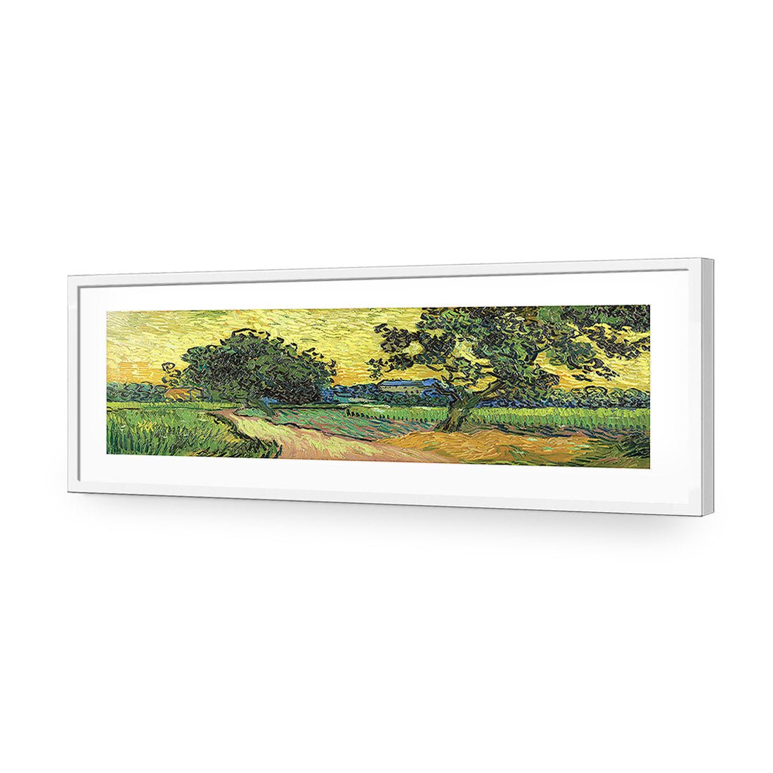 Landscape At Twilight by Van Gogh | Standard Acrylic | Flat Frame With Border | White
