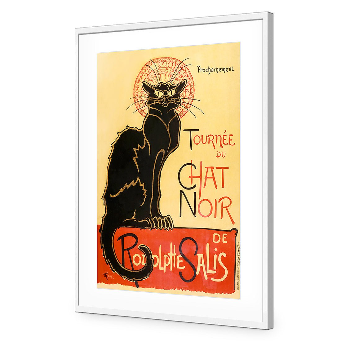 Le Chat Noir By Steinlen | Standard Acrylic | Flat Frame With Border | White