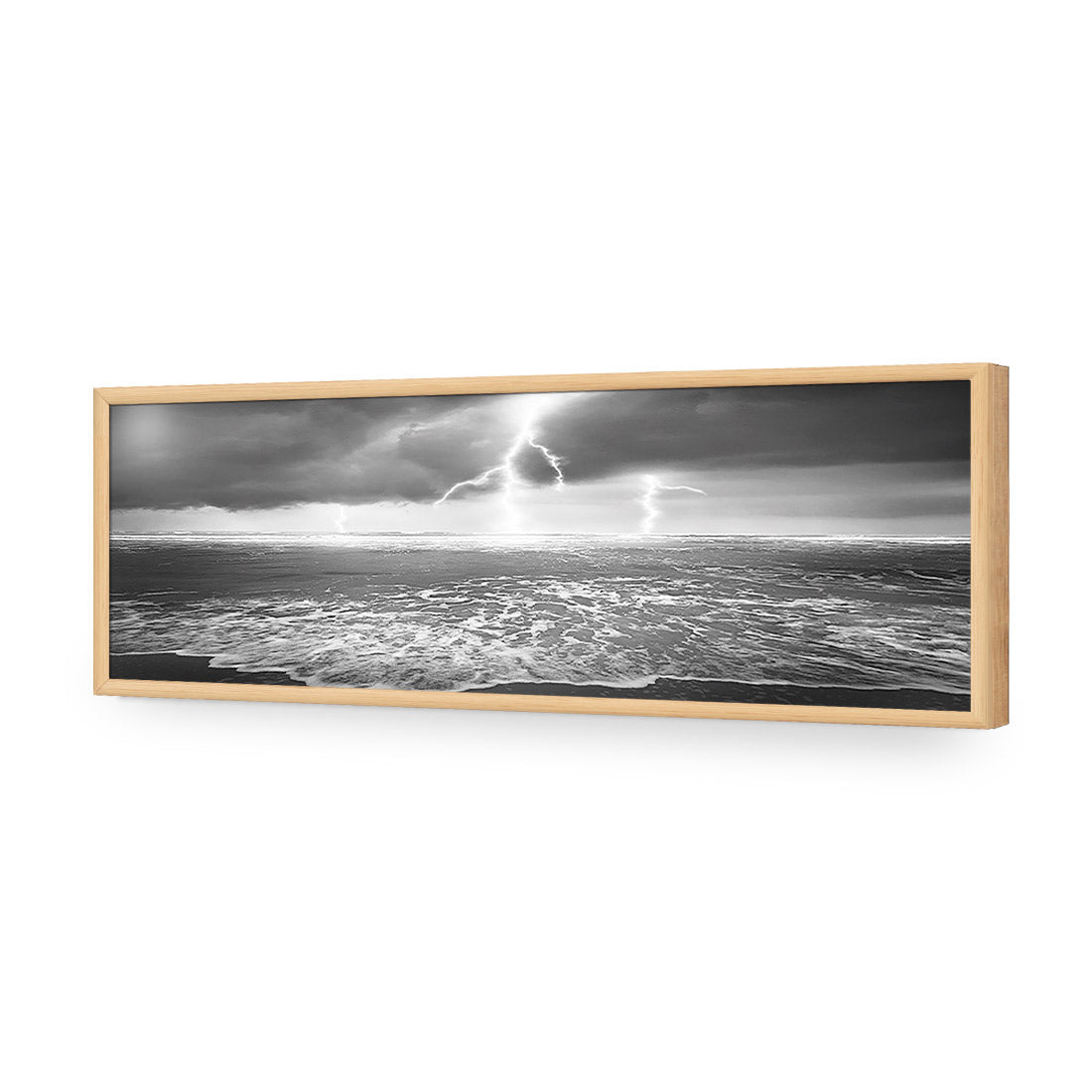 Lightning Beach, Black and White (Long) - Wall Art Designs - 1229_BL_H CAF_AP - 030 - EDG_90x30_S - 2538 - OAK