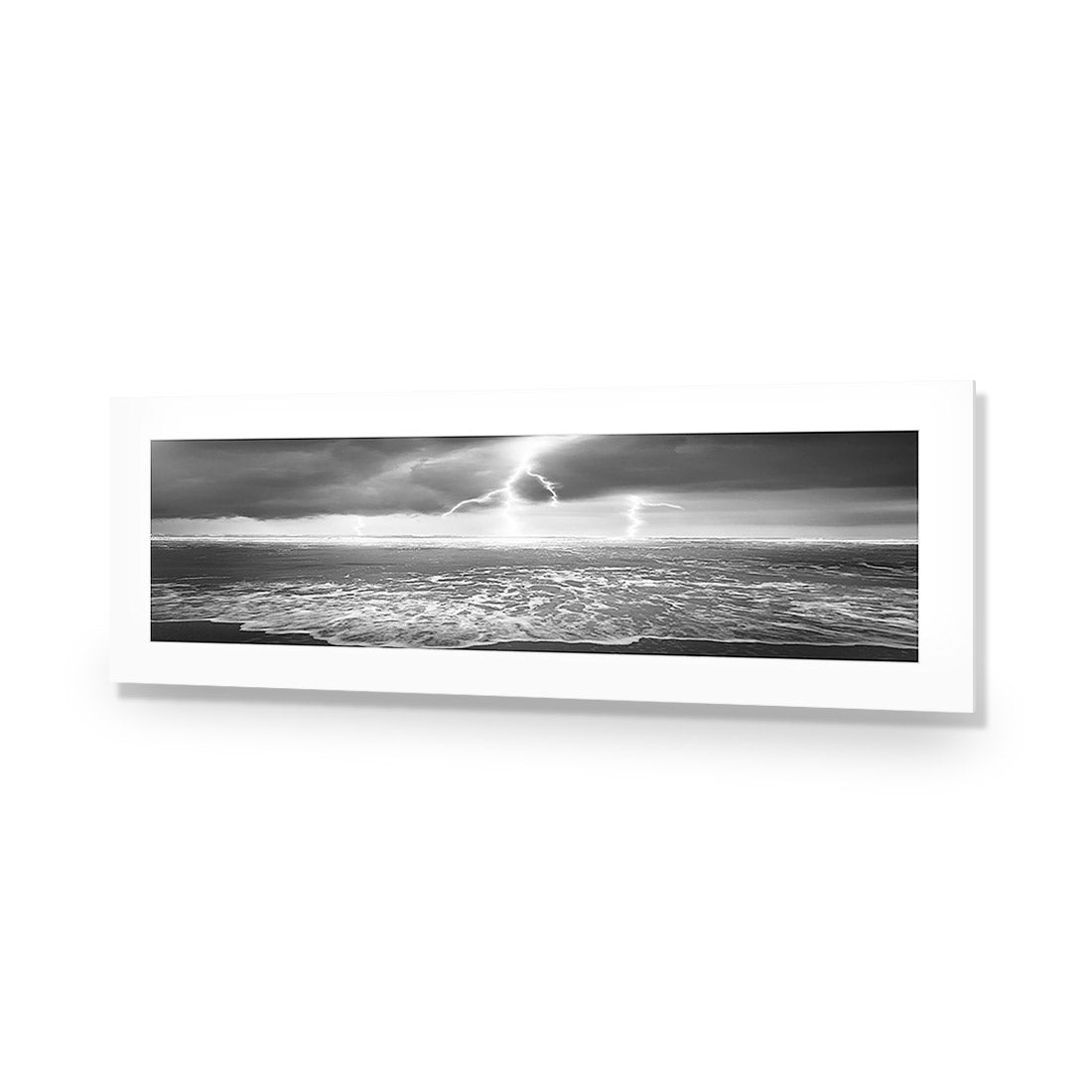 Lightning Beach, Black and White (Long) | Classic Acrylic | No Frame With Border