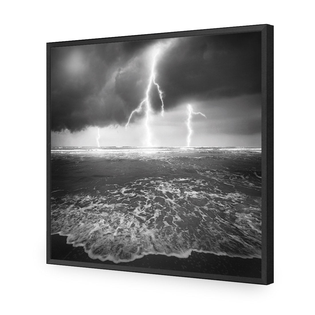 Lightning Beach, Black and White (Square) - Wall Art Designs - 1229_BS_Q WAD_AP - 030 - EDG_37x37_S - 2538 - BLK