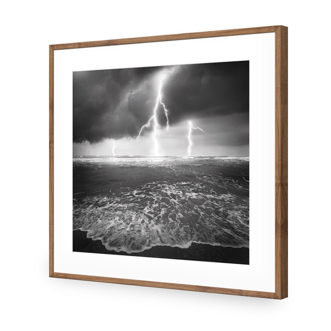 Lightning Beach, Black and White (Square) - Wall Art Designs - 1229_BS_Q WAD_AP - 030 - MAT_37x37_S - 2538 - NAT