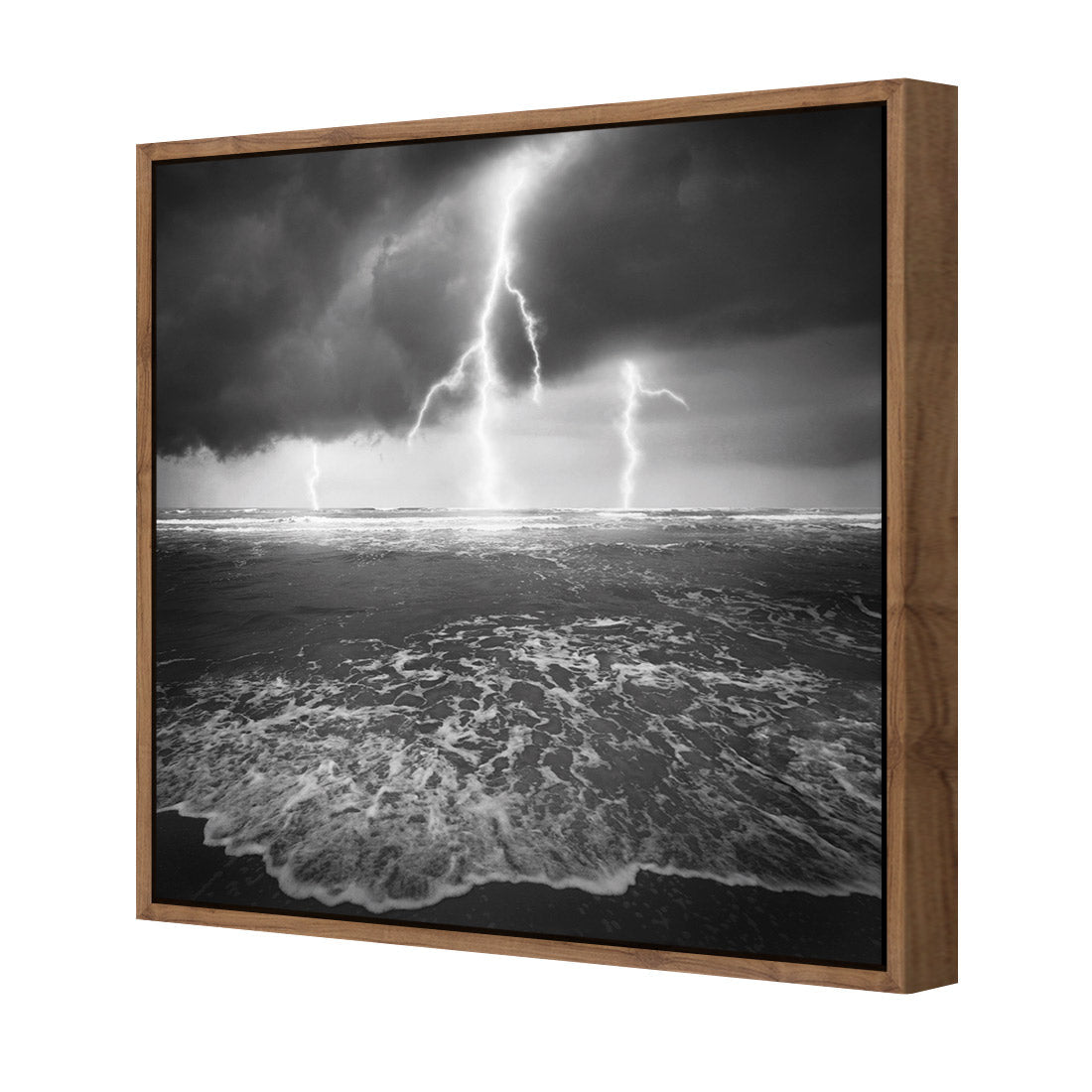 Lightning Beach, Black and White (Square) - Wall Art Designs - 1229_BS_Q WAD_CP - MPY - 260 - M - S - S_37x37_S - 1550 - NAT