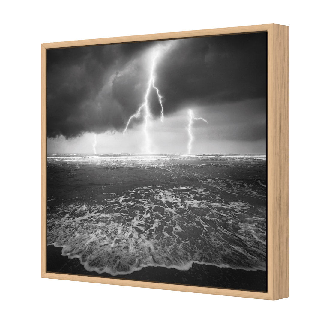 Lightning Beach, Black and White (Square) - Wall Art Designs - 1229_BS_Q WAD_CP - MPY - 260 - M - S - S_37x37_S - 1550 - OAK