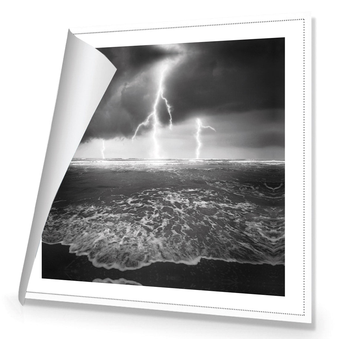 Lightning Beach, Black and White (Square) - Wall Art Designs - 1229_BS_Q WAD_CP - MPY - 260 - M - R_37x37_NONE