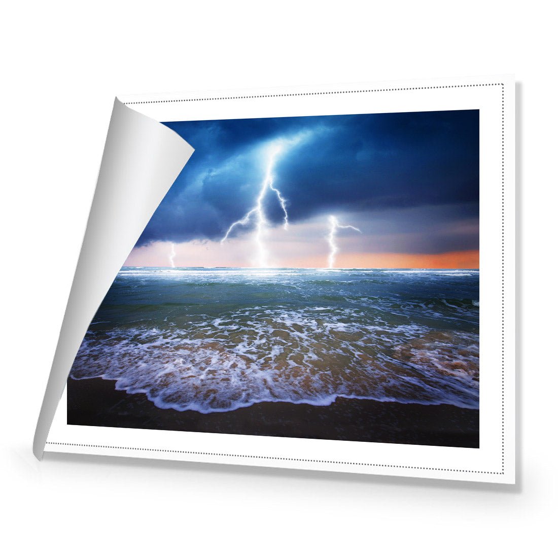 Lightning Beach | Standard Canvas | No Frame | Rolled Canvas