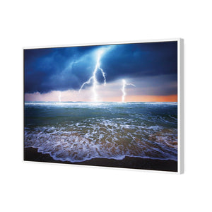Lightning Beach | Standard Canvas | Floating Frame | White