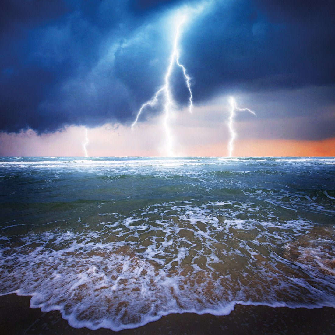 Lightning Beach (square) - Wall Art Designs - 1229_AS_Q WAD_CP - MPY - 260 - M - S - S_37x37_NONE