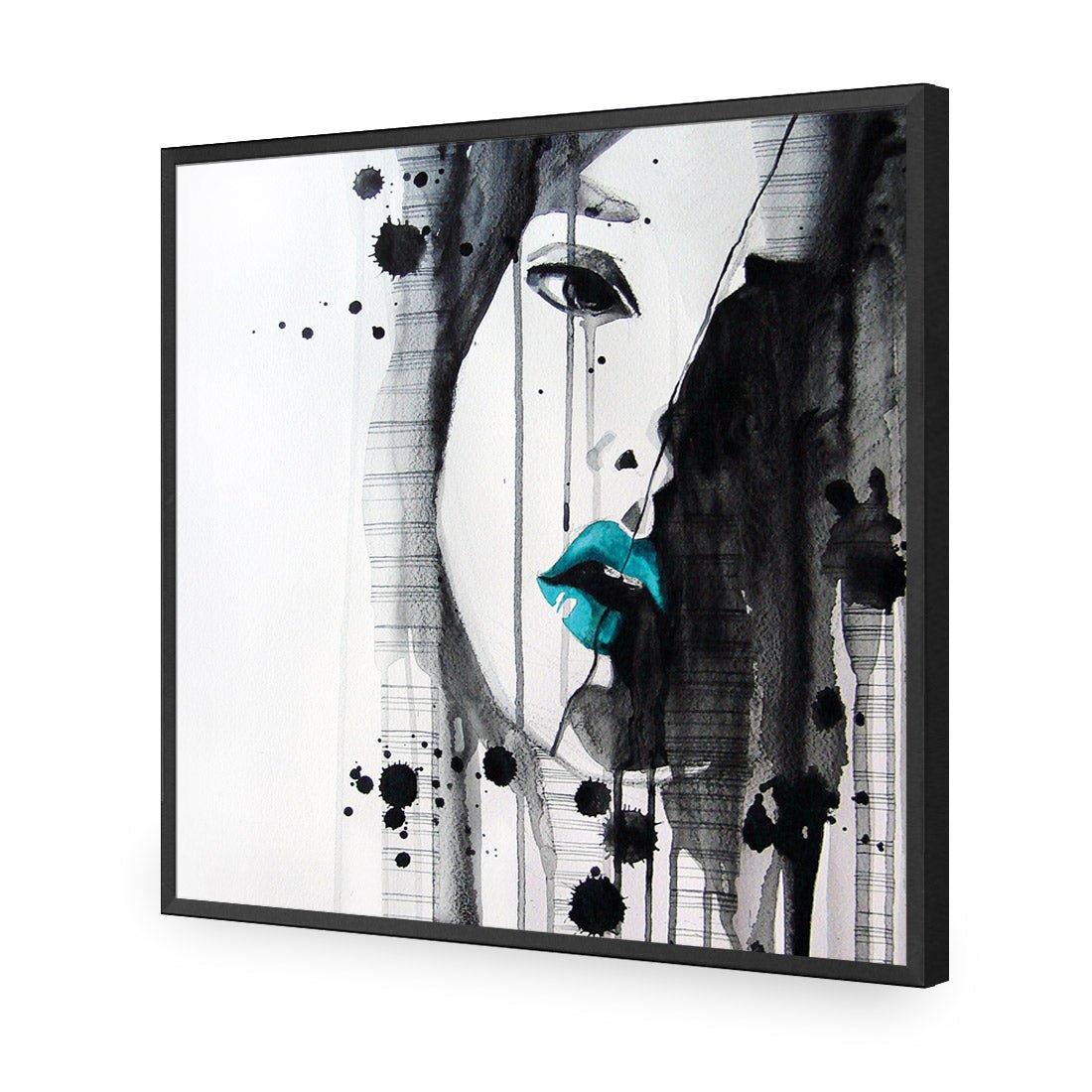 Lippy Lady Teal (square) - Wall Art Designs - 1628_DS_Q WAD_AP - 030 - EDG_37x37_S - 2538 - BLK