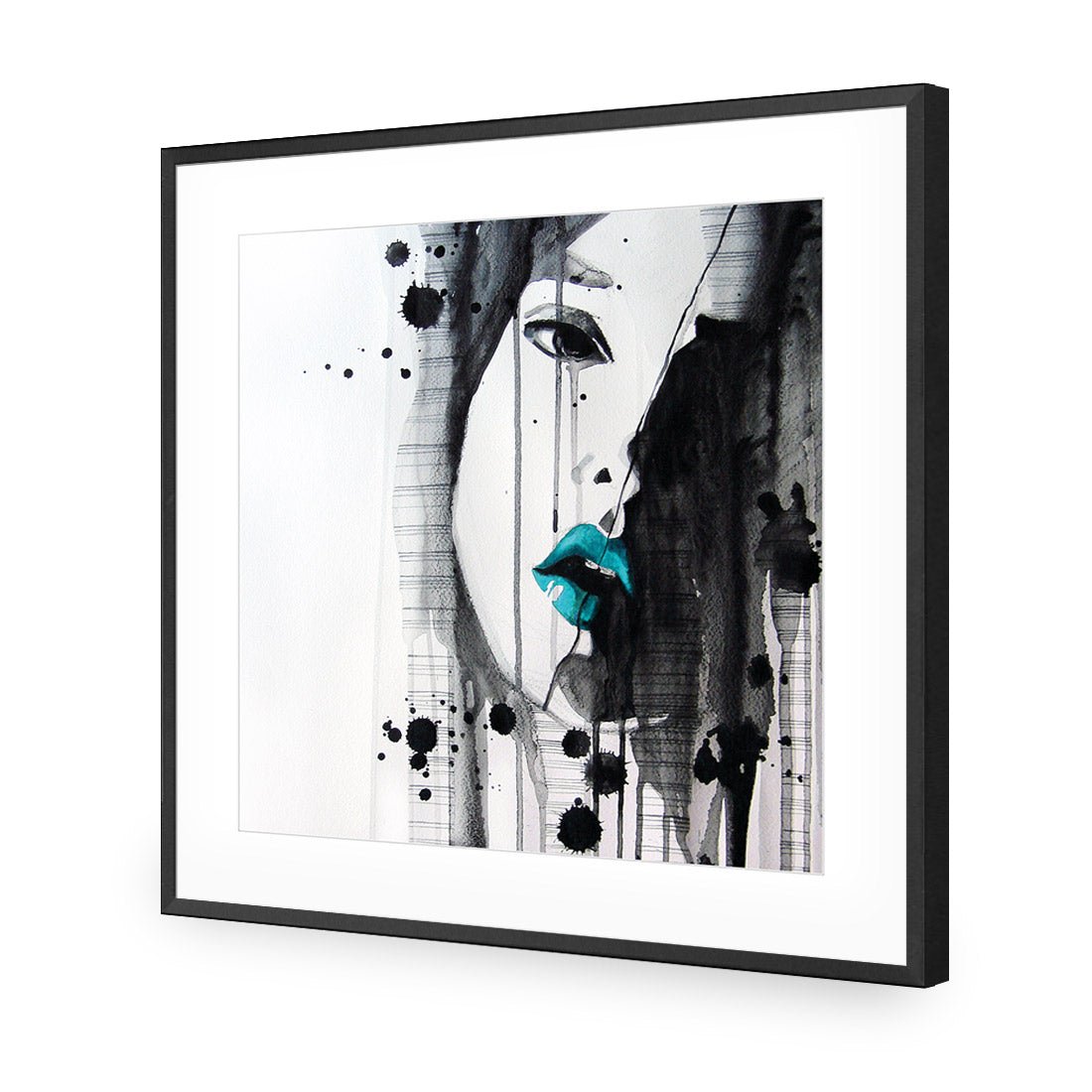 Lippy Lady Teal (square) - Wall Art Designs - 1628_DS_Q WAD_AP - 030 - MAT_37x37_S - 2538 - BLK