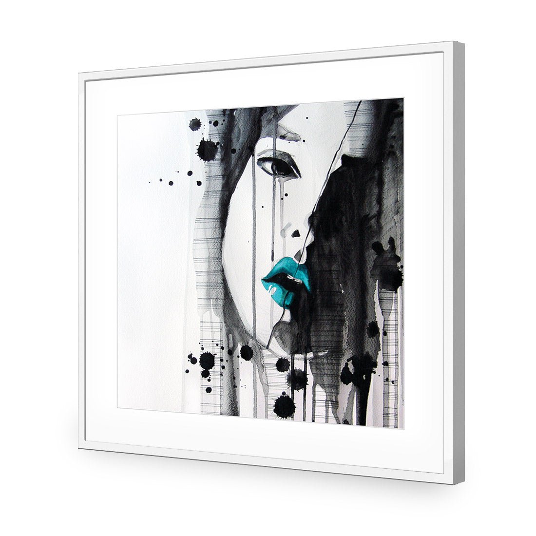 Lippy Lady Teal (square) - Wall Art Designs - 1628_DS_Q WAD_AP - 030 - MAT_37x37_S - 2538 - WHT