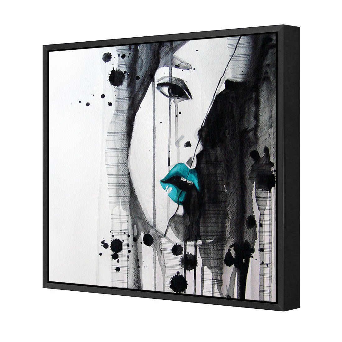 Lippy Lady Teal (square) - Wall Art Designs - 1628_DS_Q WAD_CP - MPY - 260 - M - S - S_37x37_S - 1550 - BLK