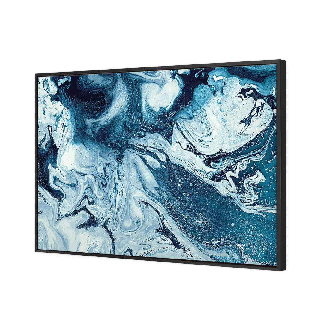 Liquified, Deep Blue | Classic Canvas | Floating Frame | Black
