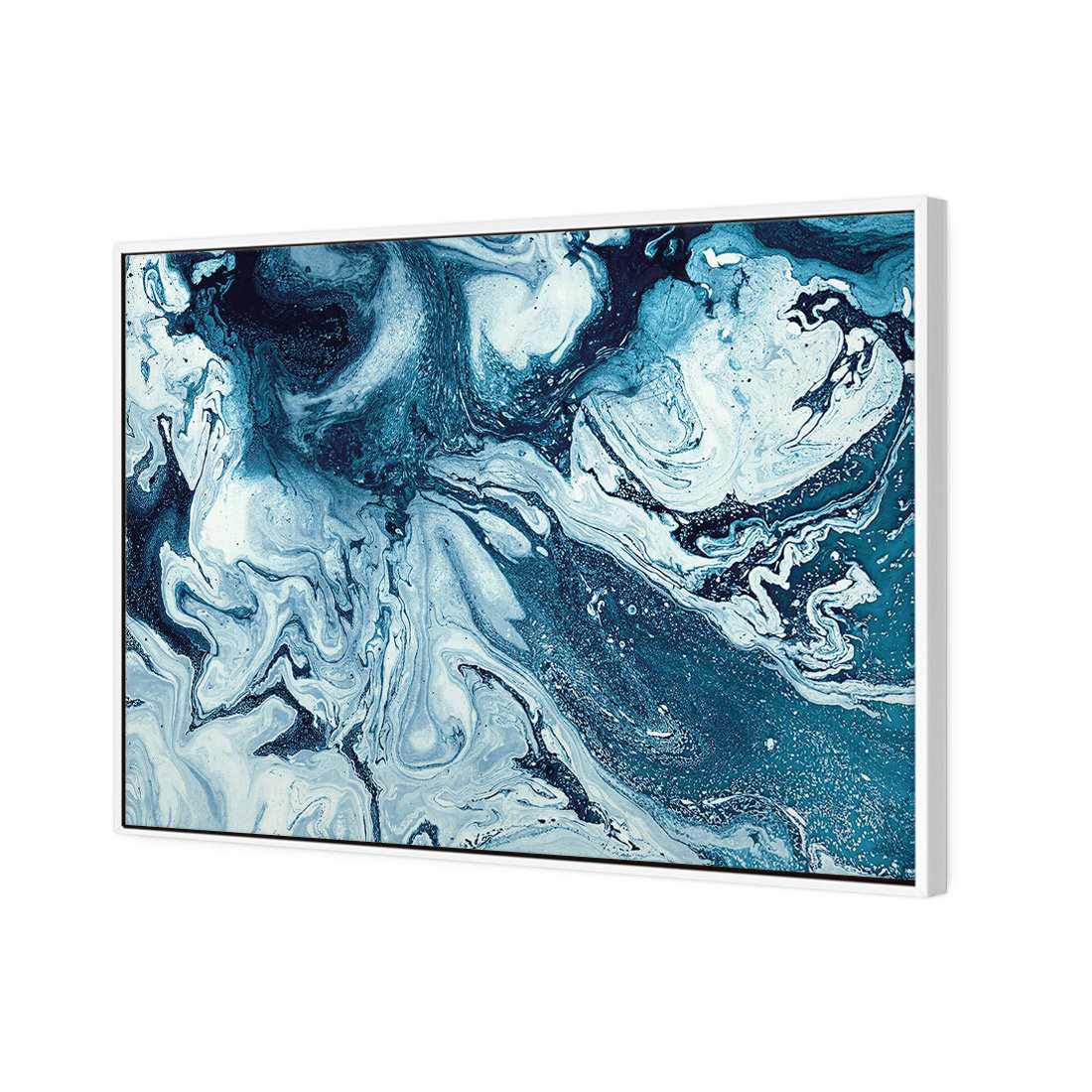Liquified, Deep Blue | Classic Canvas | Floating Frame | White