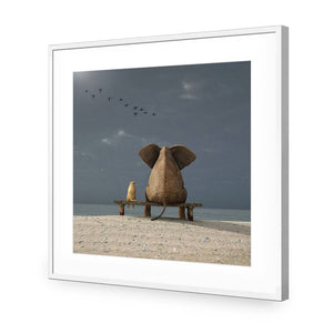 Little And Large, Square | Standard Acrylic | Flat Frame With Border | White