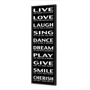 Live To Cherish, B&W | Standard Canvas | Floating Frame | Black