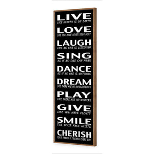Live To Cherish, B&W | Standard Canvas | Floating Frame | Natural