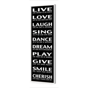 Live To Cherish, B&W | Standard Canvas | Floating Frame | White