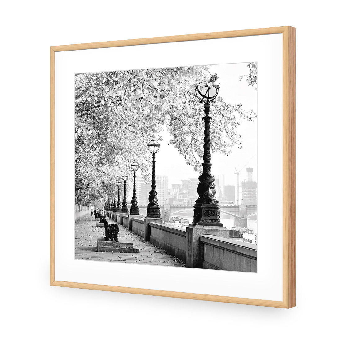 London Riverwalk, Black and White (Square) - Wall Art Designs - 1244_AS_Q WAD_AP - 030 - MAT_37x37_S - 2538 - OAK