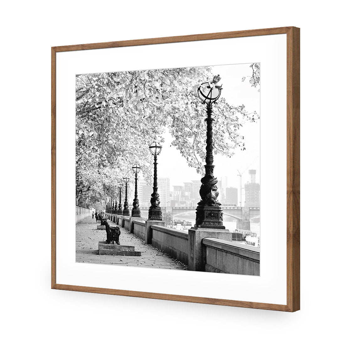 London Riverwalk, Black and White (Square) - Wall Art Designs - 1244_AS_Q WAD_AP - 030 - MAT_37x37_S - 2538 - OAK