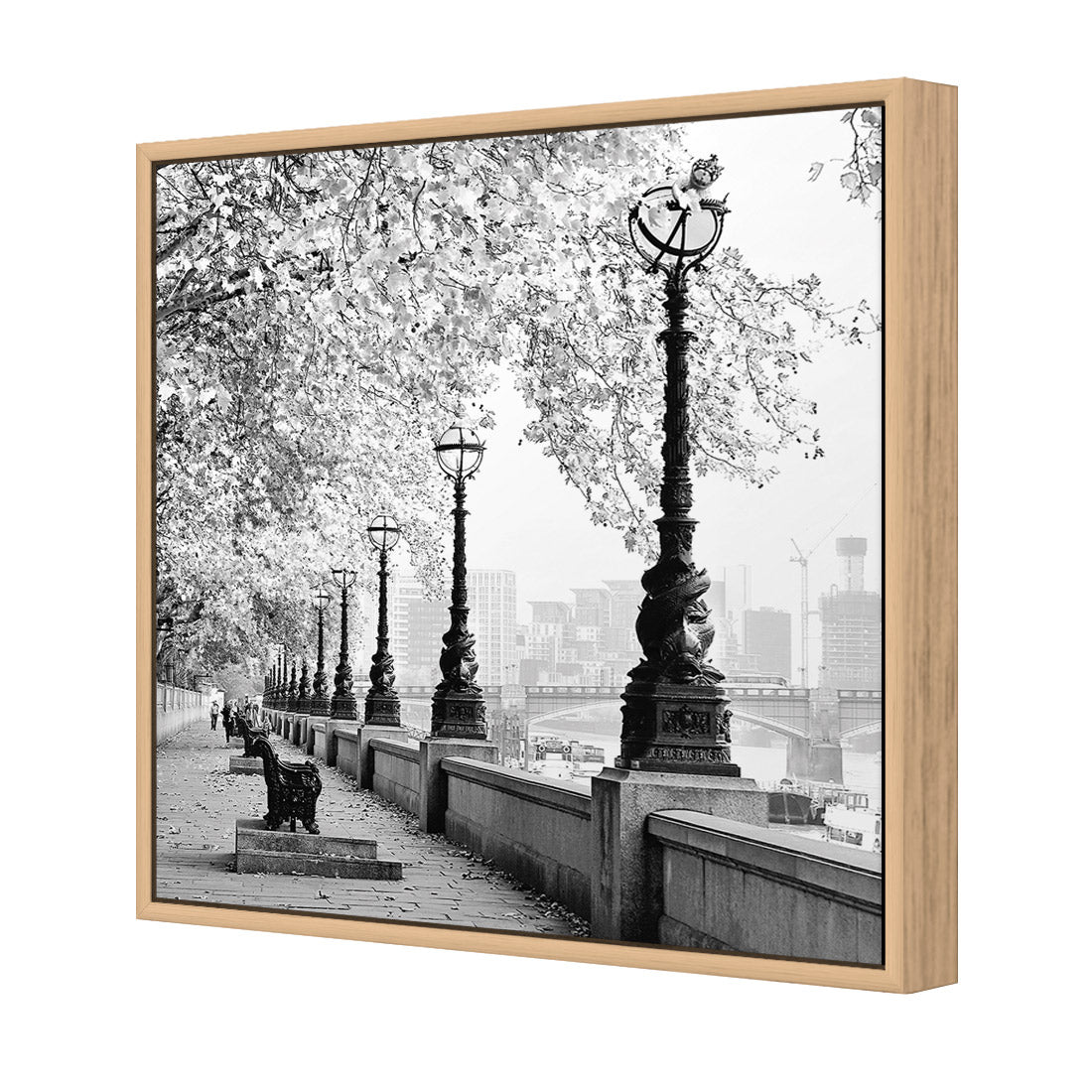 London Riverwalk, Black and White (Square) - Wall Art Designs - 1244_AS_Q WAD_CP - MPY - 260 - M - S - S_37x37_S - 1550 - OAK