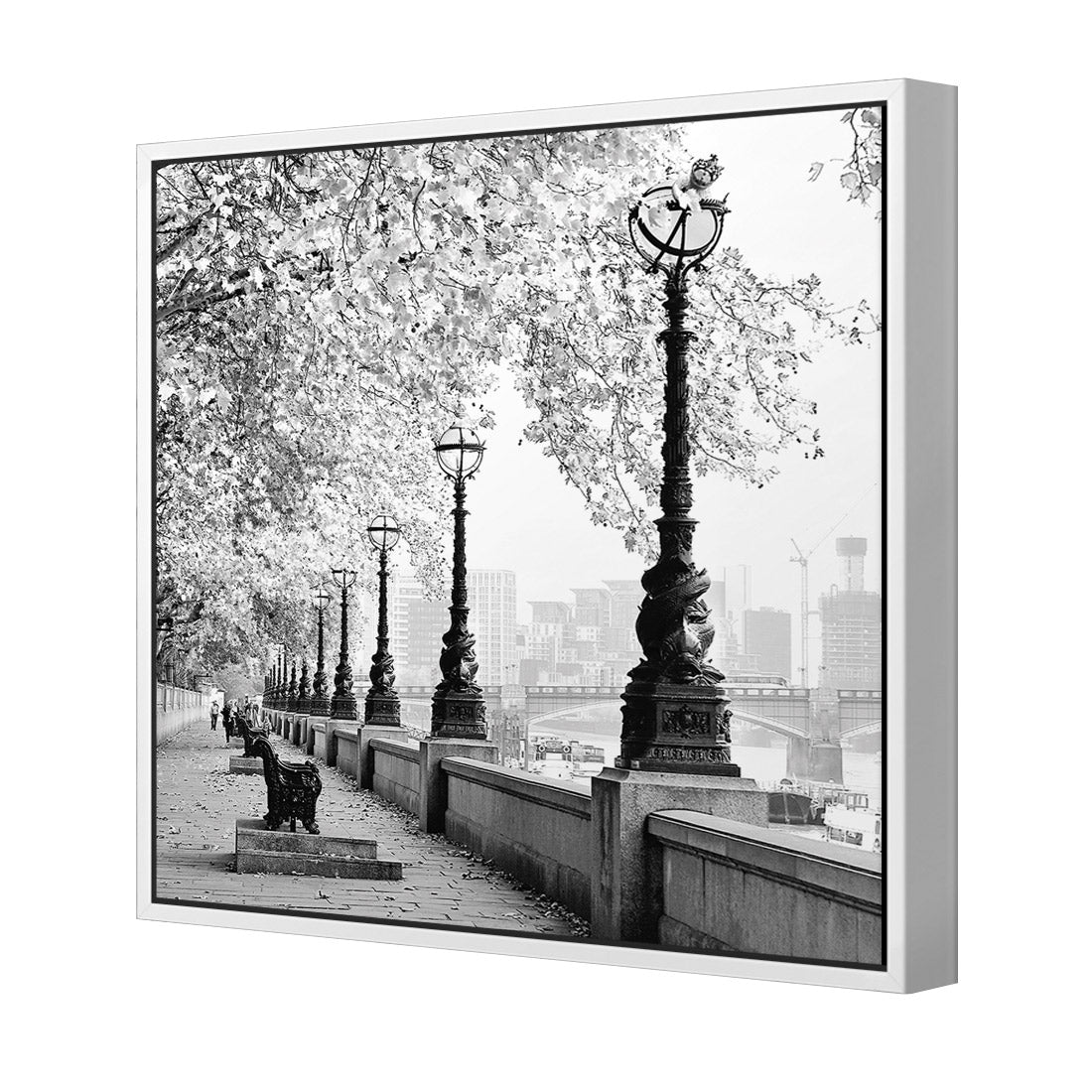 London Riverwalk, Black and White (Square) - Wall Art Designs - 1244_AS_Q WAD_CP - MPY - 260 - M - S - S_37x37_S - 1550 - WHT