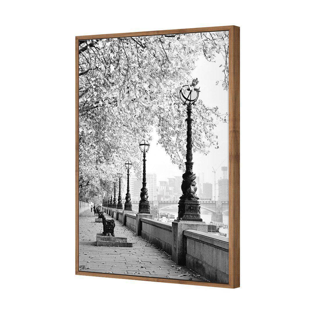London Riverwalk, B&W Rectangle | Standard Canvas | Floating Frame | Natural