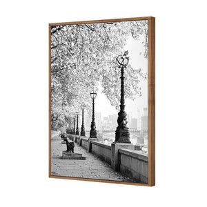 London Riverwalk, B&W Rectangle | Standard Canvas | Floating Frame | Natural