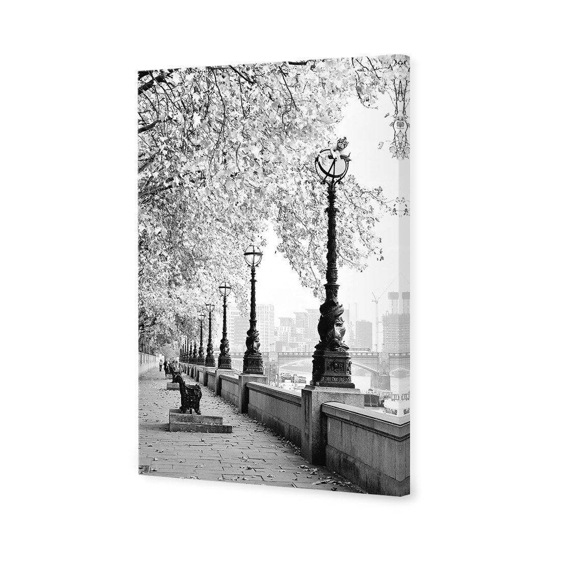 London Riverwalk, B&W Rectangle | Standard Canvas | No Frame | Stretched Canvas