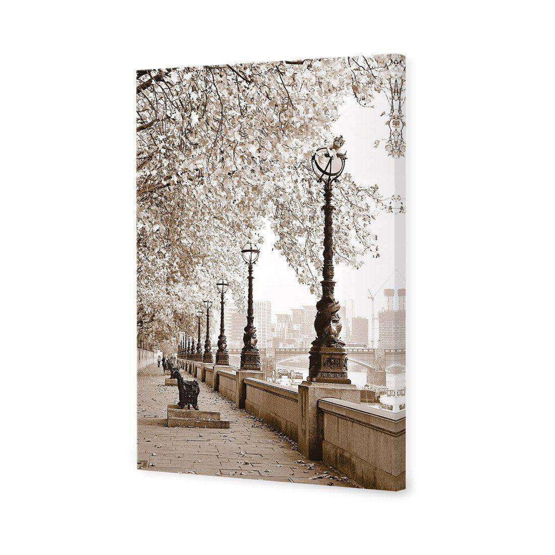 London Riverwalk, Sepia Canvas Art - Wall Art Designs - 1244_CR_V WAD_CP - MPY - 260 - M - S - S_45x30_NONE