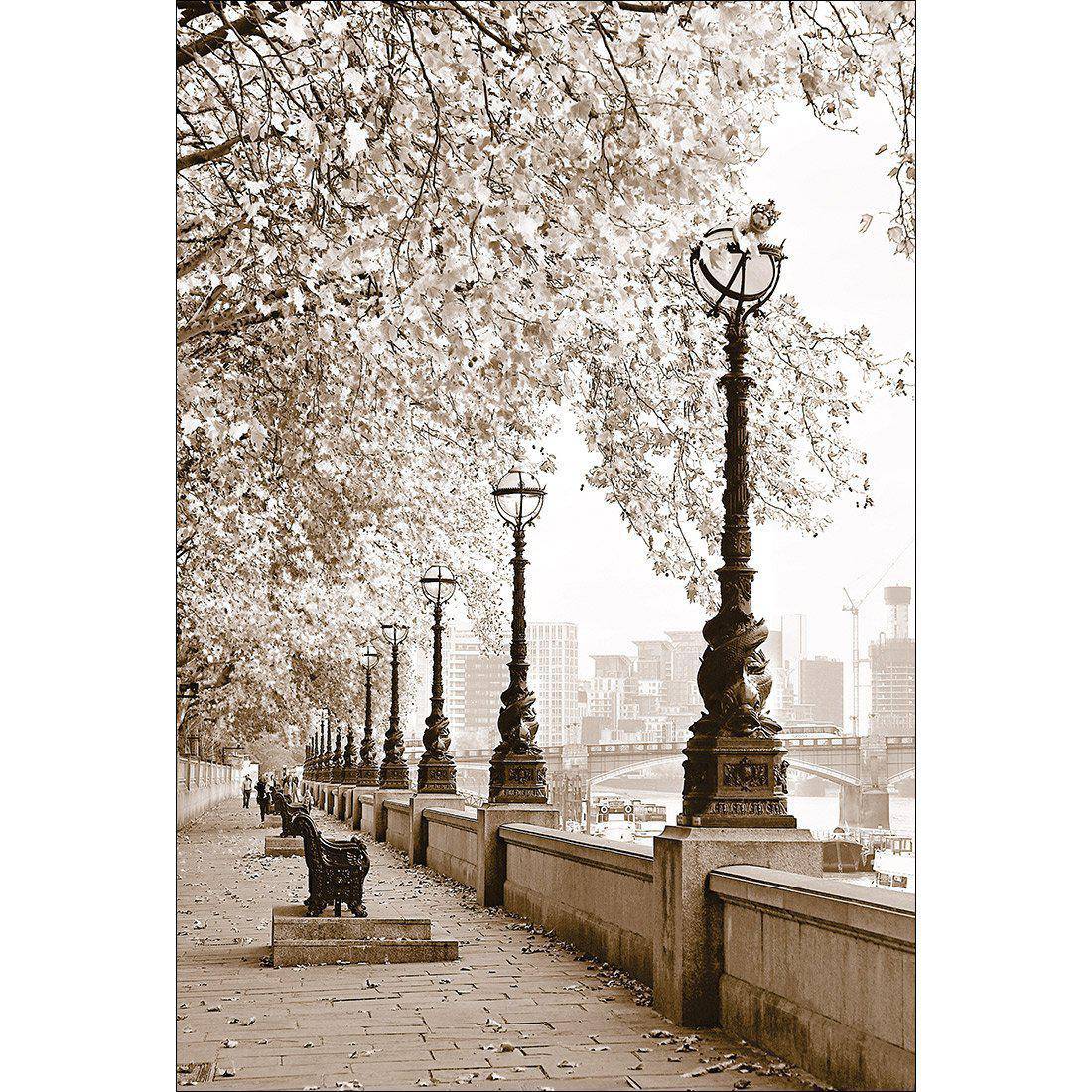 London Riverwalk, Sepia Canvas Art - Wall Art Designs - 1244_CR_V WAD_CP - MPY - 260 - M - S - S_45x30_NONE